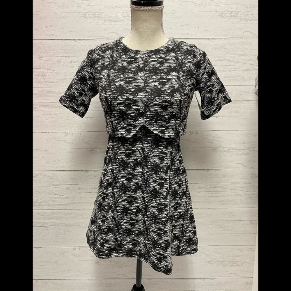 Top shop petite gray palm tree layered dress 2 nwt